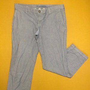 Khakis by Gap Womens 8R Gray White Striped Chino Skinny Leg Boyfriend EUC Pants